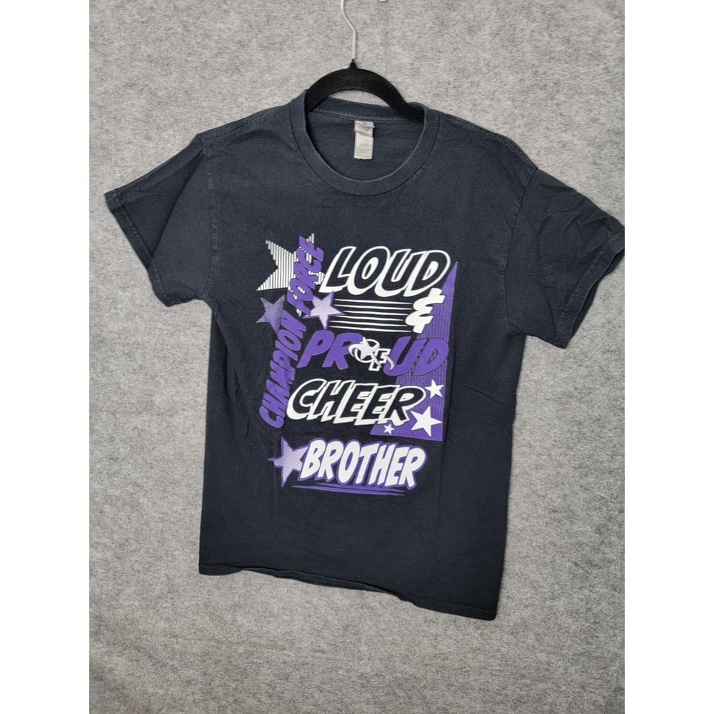 Gildan Mens Cheer Brother Supportive Graphic T-shirt Black Small Champion Force
